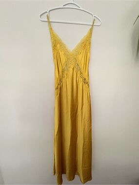 NWT Zara Yellow Lace-Trim Slip Dress